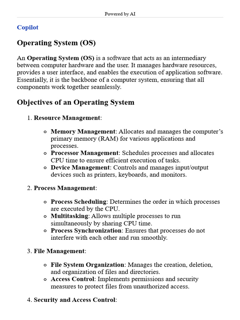 Define Operating System and its objectives. | PDF | Process (Computing ...