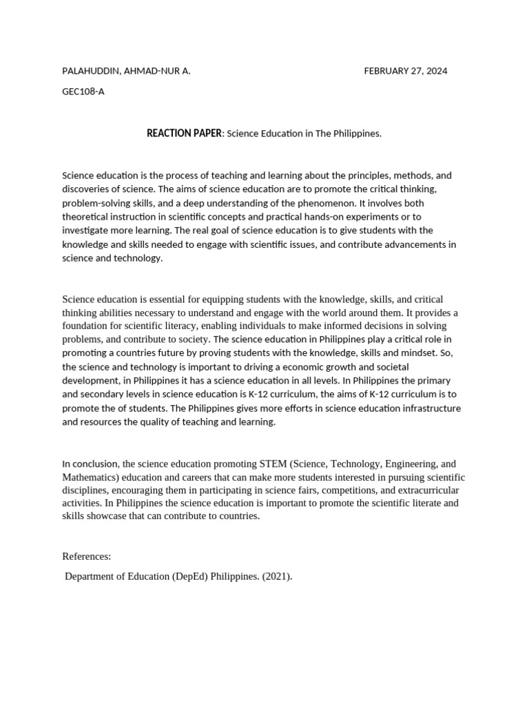 Science Education Impact in the Philippines | PDF
