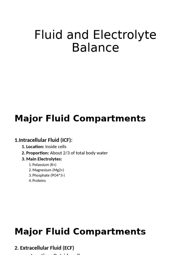 Fluid and Electrolyte Balance | PDF | Homeostasis | Electrolyte