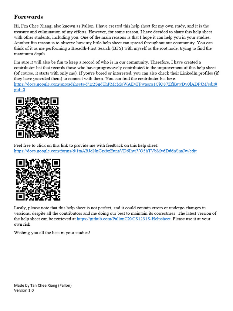 HelpSheet CS1231S Full | PDF | Argument | Mathematical Proof