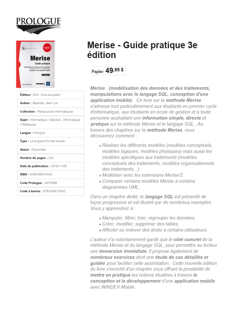 Guide pratique Merise et SQL | PDF | Informatique
