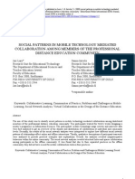 Social patterns in mobile technology mediated collaboration among members of the professional distance education community