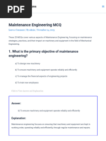 Maintenance Engineering MCQ - Multiple Choice Questions
