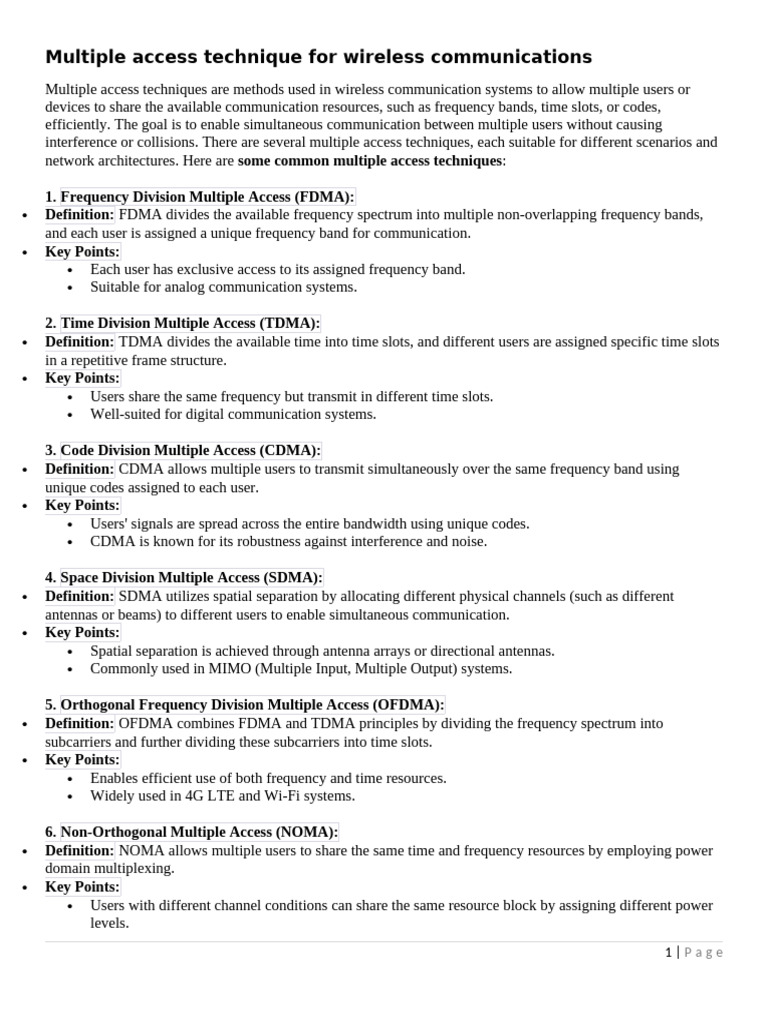 Multiple Access Techniques in Wireless Communication | PDF | Channel ...