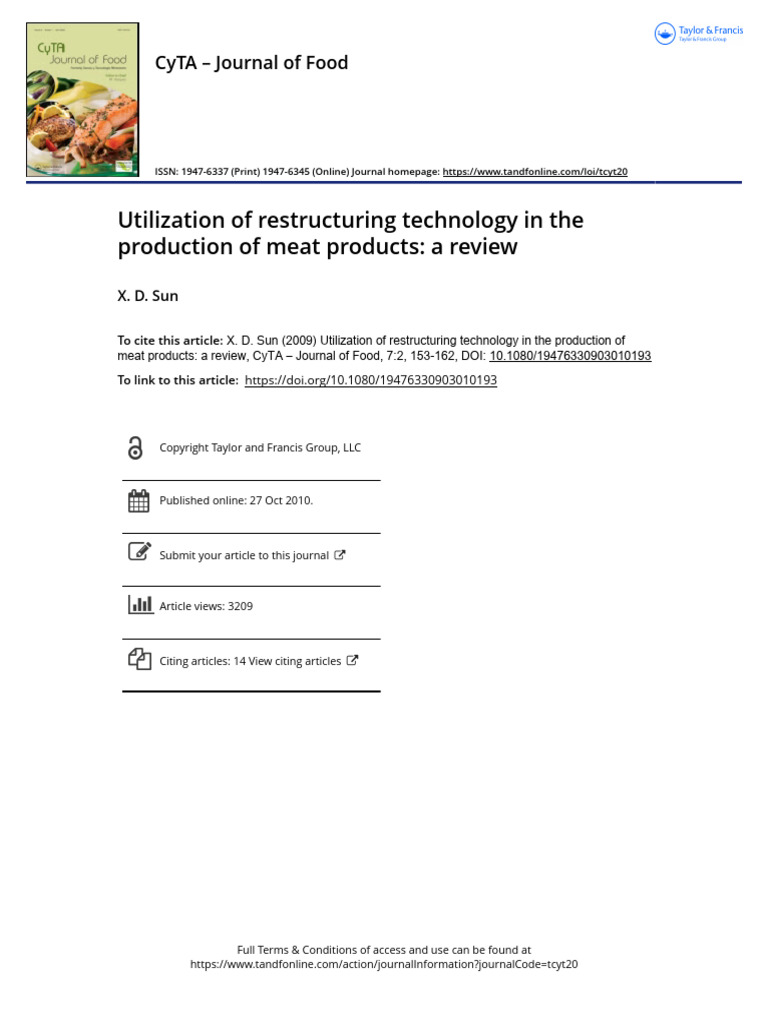 (H) Factors Affecting Restructured Meat Products Quality | PDF | Meat ...