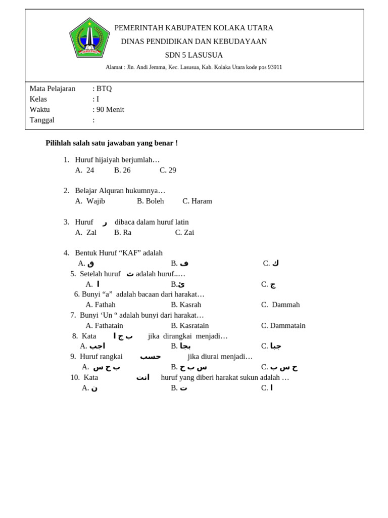BTQ 1 Dan 2 | PDF