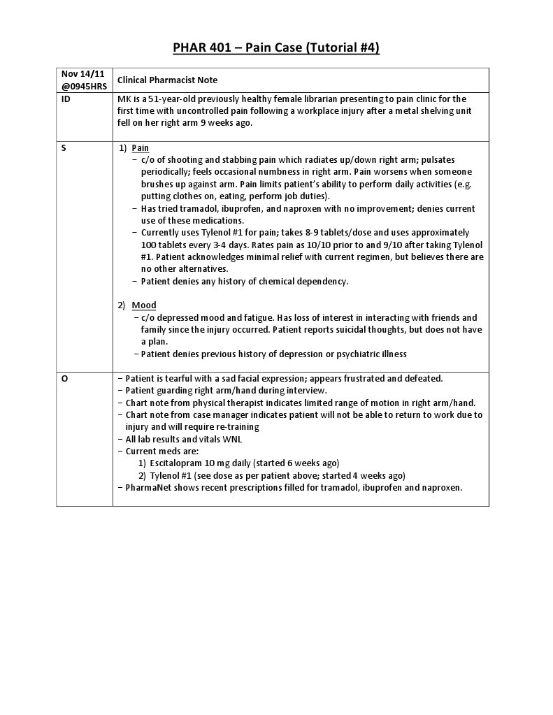 Pain Management SOAP Note Example | PDF | Pain Management | Peripheral ...