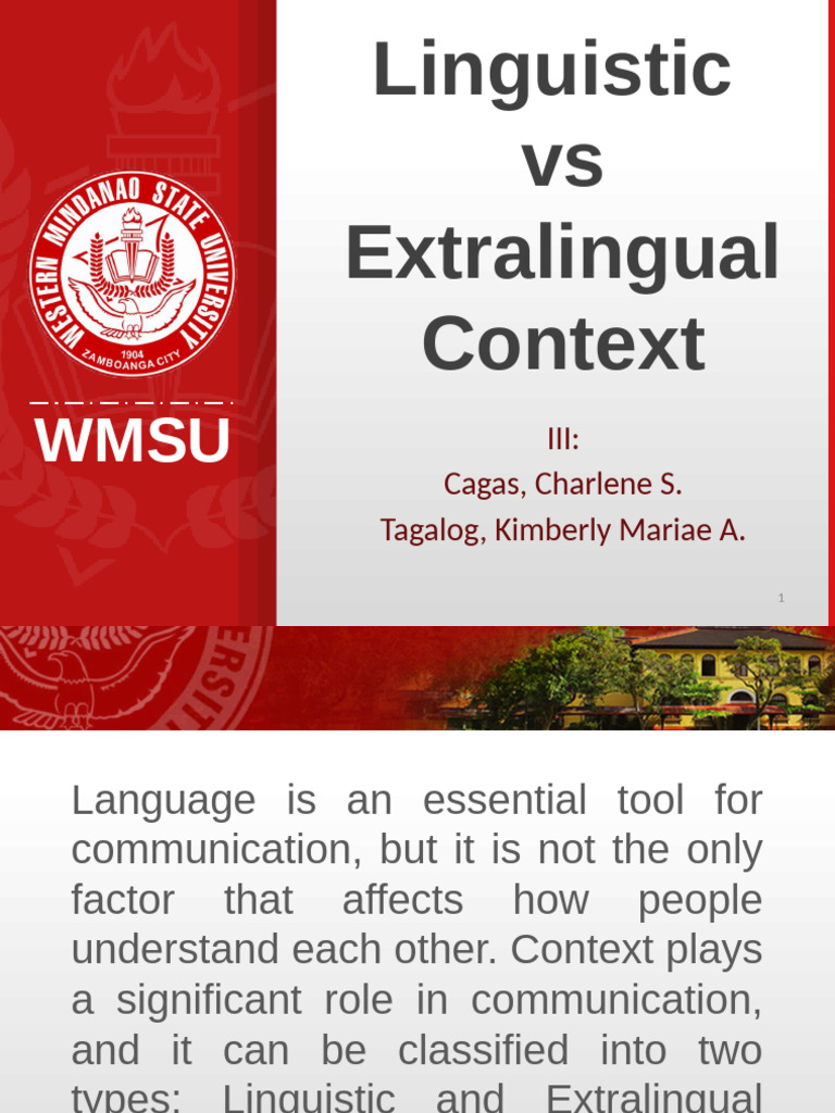 Linguistic vs. Extralingual Context | PDF | Word | Communication