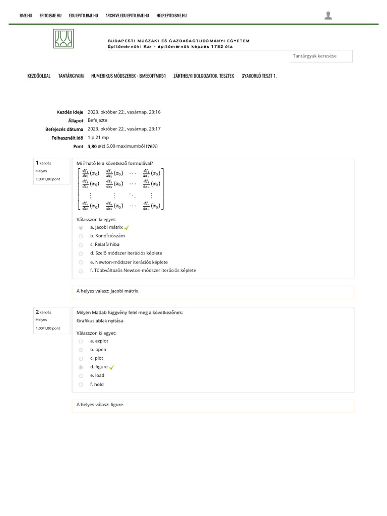 Num Mód 1.zh Teszt 21 | PDF