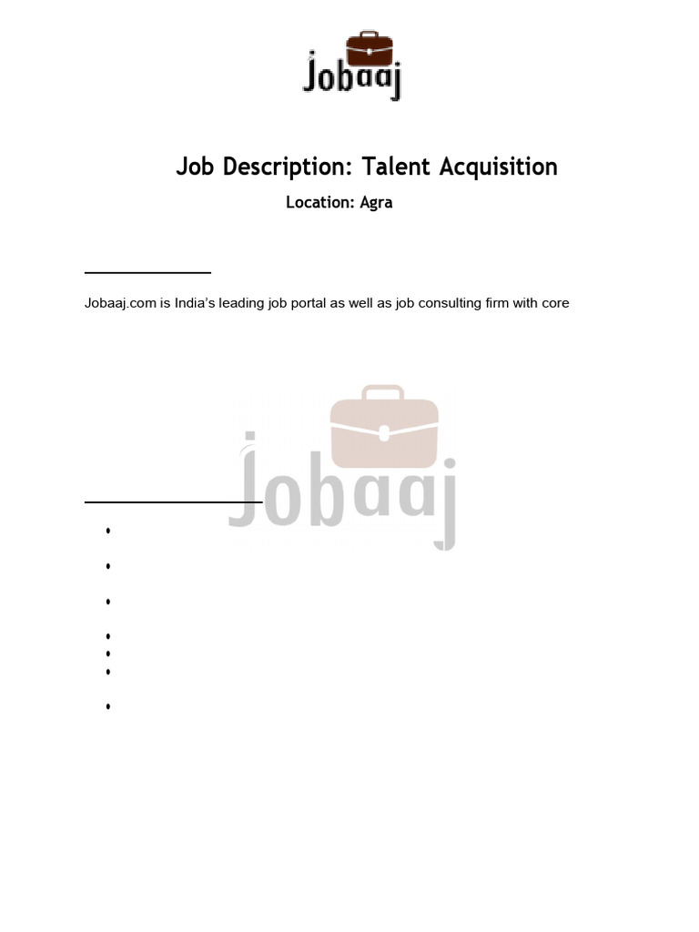 JD Jobaaj - Talent Acquisition | PDF