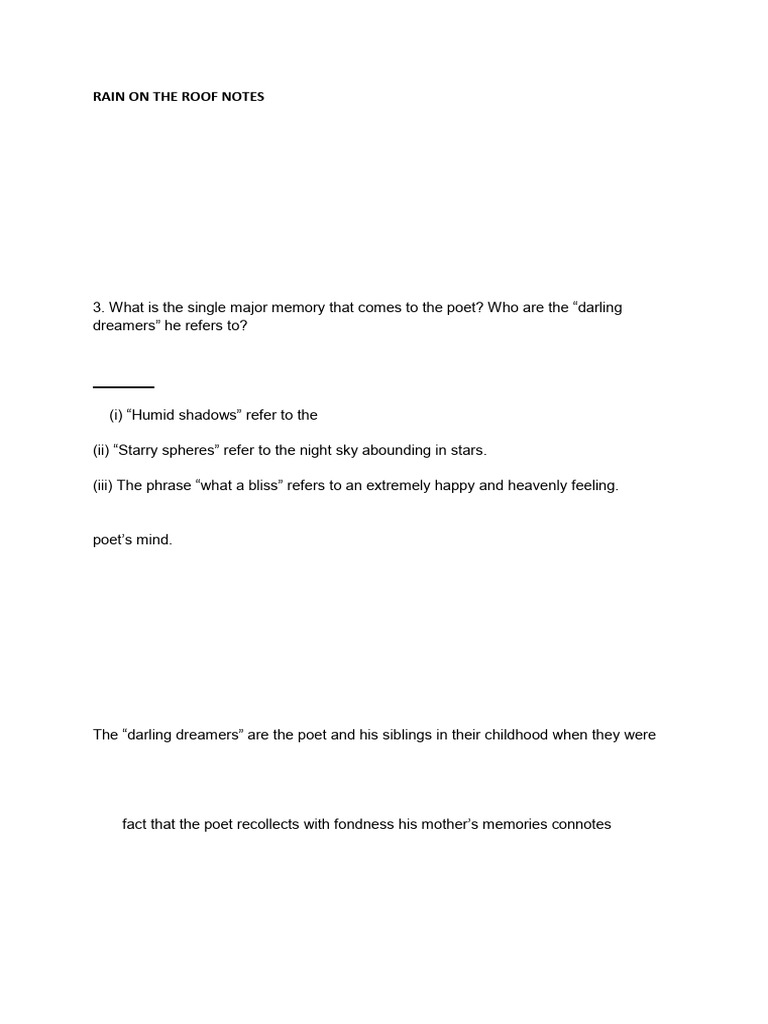 Rain On The Roof Notes | PDF
