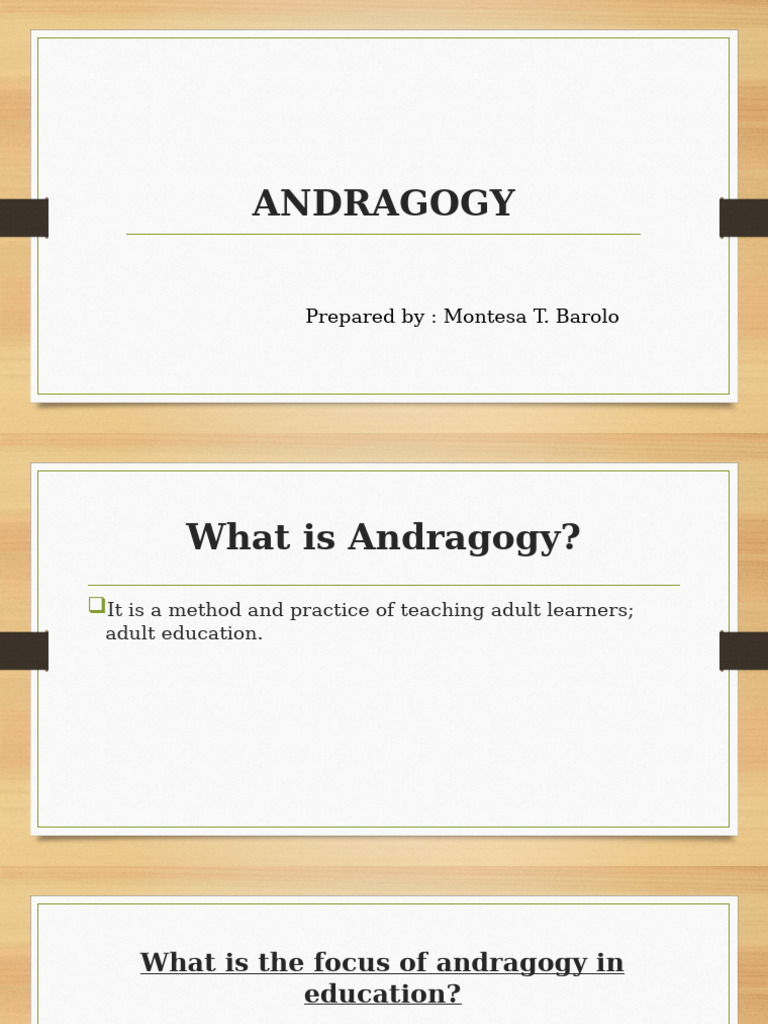 ANDRAGOGY-Montesa | PDF | Learning | Adult Education