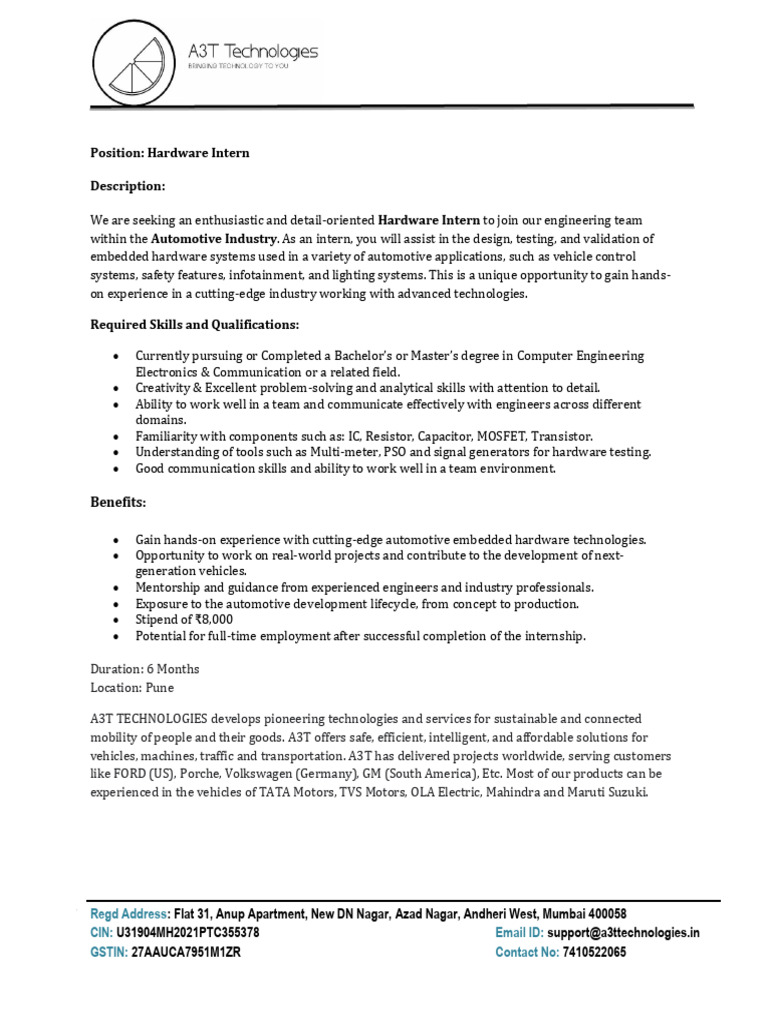 4. Hardware Intern Details | PDF | Computer Hardware | Embedded System
