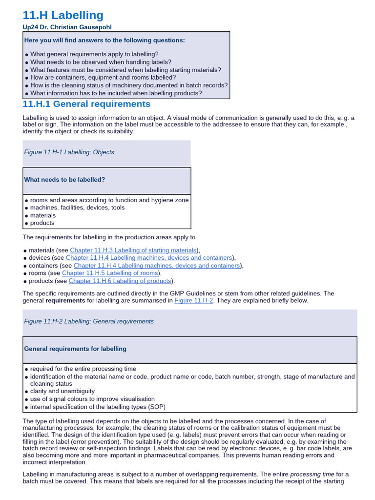 11.H Labelling | PDF | Calibration | Packaging And Labeling