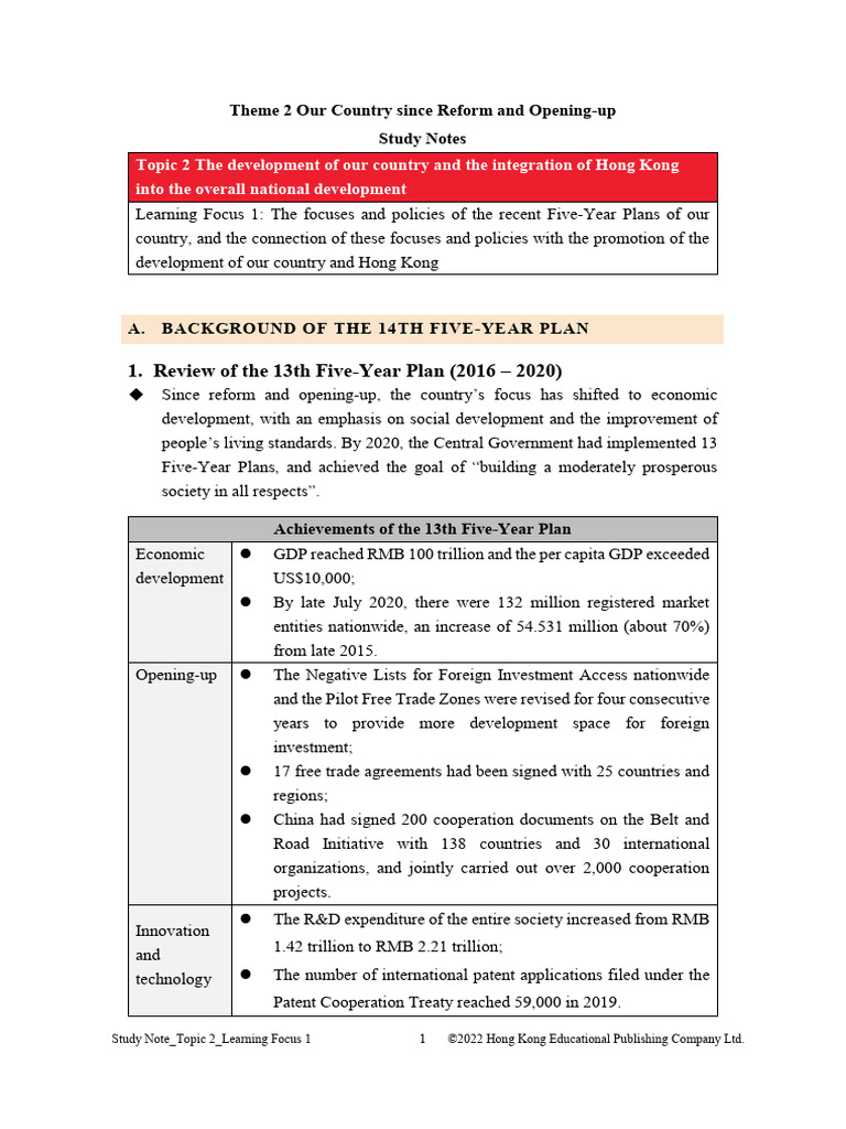 5a-Background of The 14TH Five-Year Plan | PDF | China | World Politics