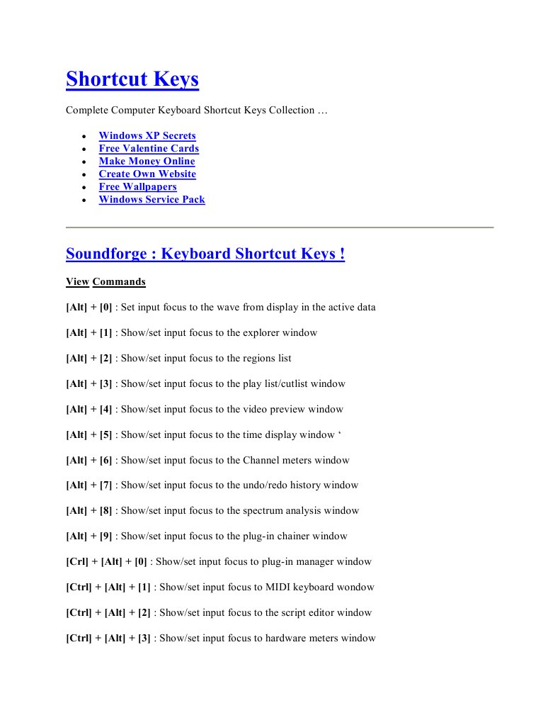 Windows XP Keyboard Shortcuts Guide | PDF