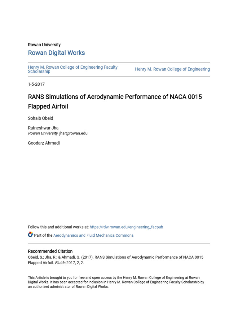 RANS Simulations of NACA 0015 Airfoil | PDF | Fluid Dynamics | Lift (Force)