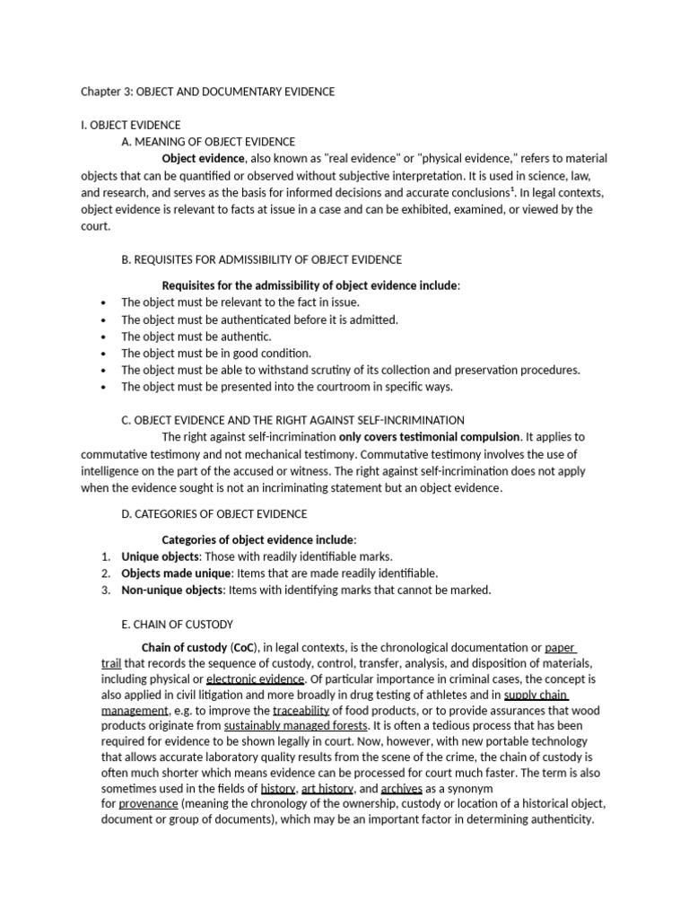 Understanding Object Evidence in Law | PDF | Justice | Crime & Violence