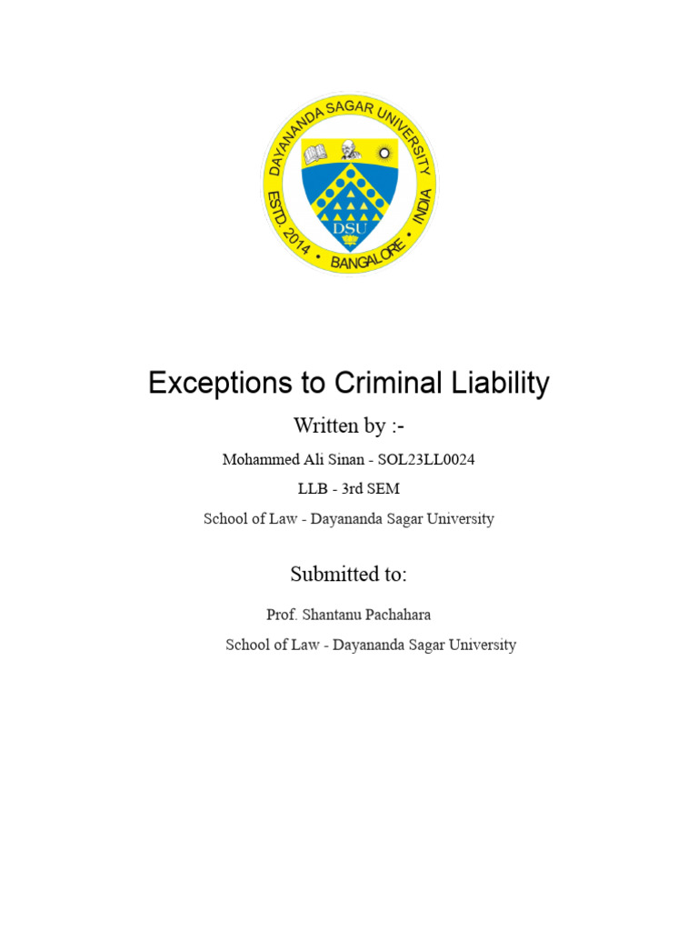 Exceptions to Criminal Liability in BNS | PDF | Crimes | Crime & Violence