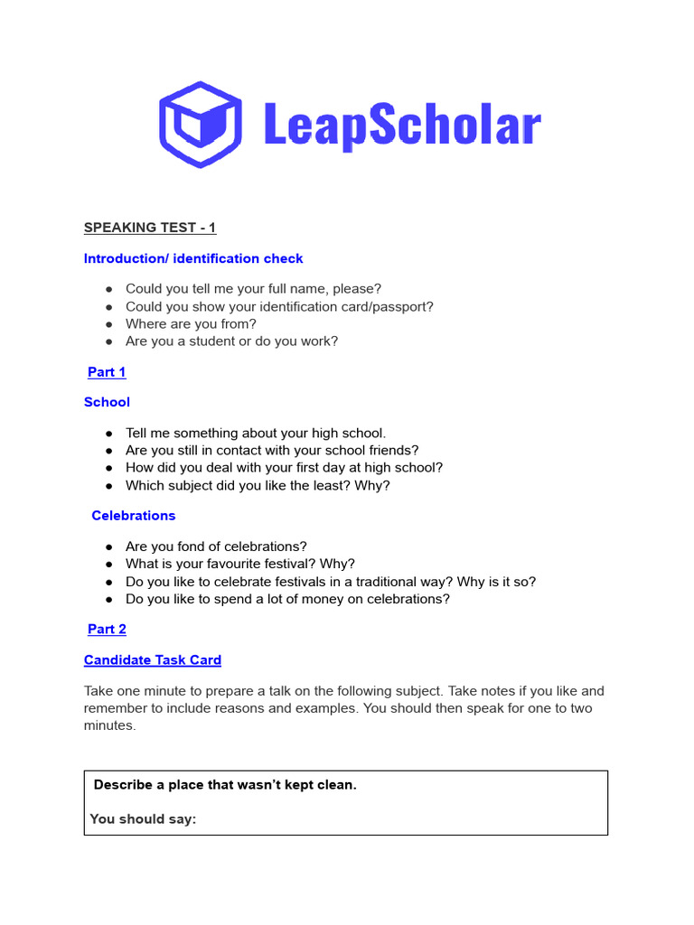 20 Sets FLT - Speaking Set 1 | PDF | Coffeehouse | Gift