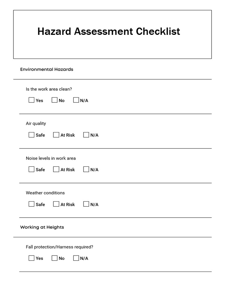 Environmental Hazards Assessment Checklist | PDF