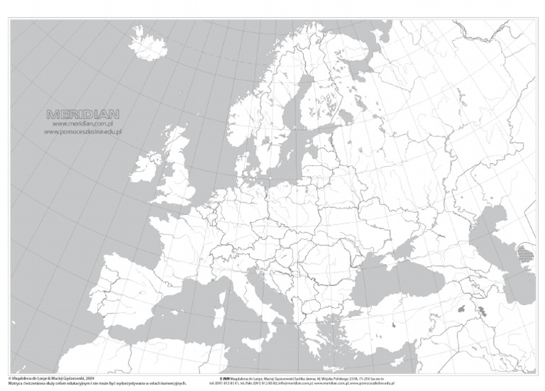 Geografia 2 Gim Sprawdzian Mapa Konturowa Europy