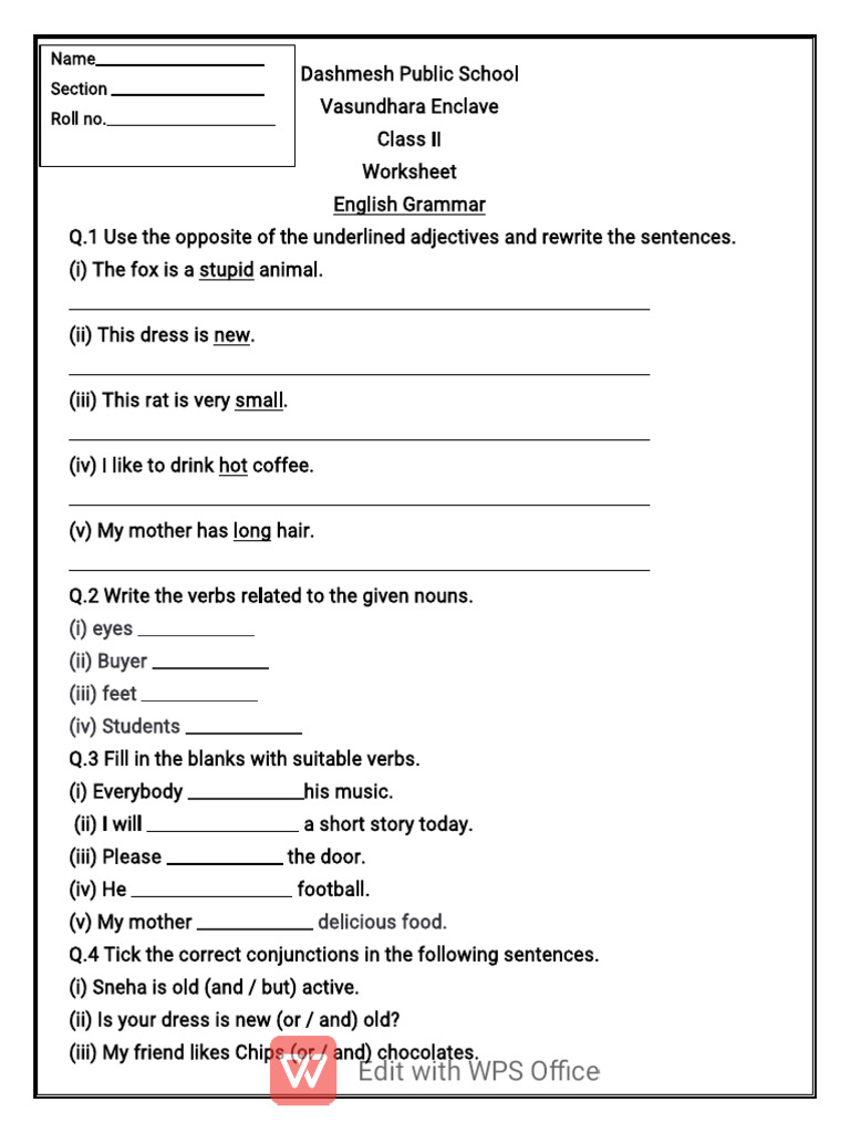 Worksheet For UT (English Grammar & Writing) | PDF | English Grammar ...