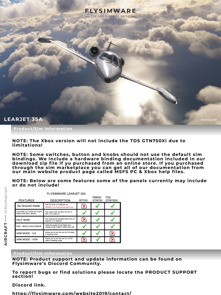 Learjet 35A Flight Simulator Guide | PDF | Aircraft | Aviation