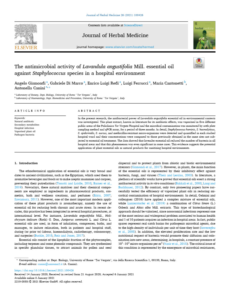 The Antimicrobial Activity of Lavandula Angustifolia M | PDF | Real ...