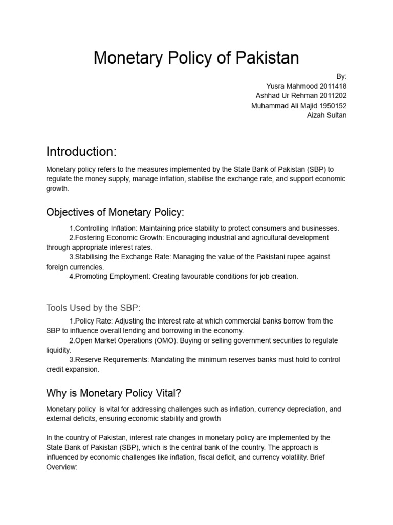 Pak Econ - Assignment 01 | PDF | Monetary Policy | Inflation