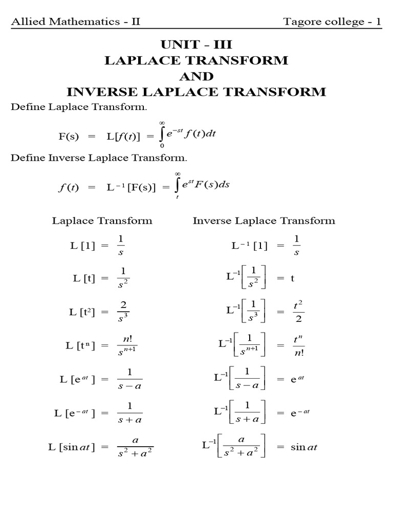 Laplace Transform Concepts and Examples | PDF | Complex Analysis ...
