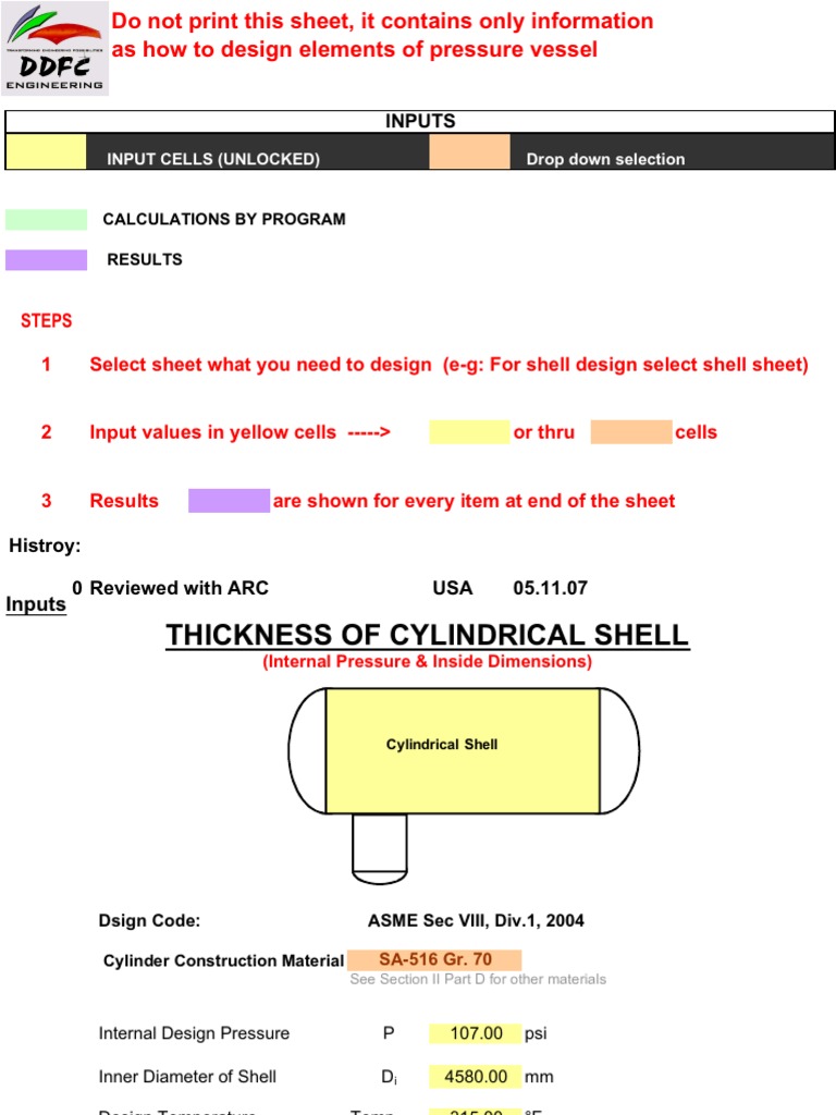 Pressure Vessel Design Calculations | PDF | Pipe (Fluid Conveyance ...