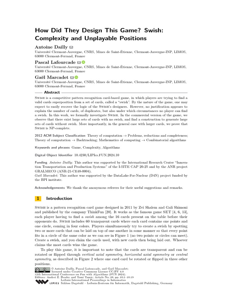 Analyzing Swish Game Complexity | PDF | Time Complexity | Theoretical ...