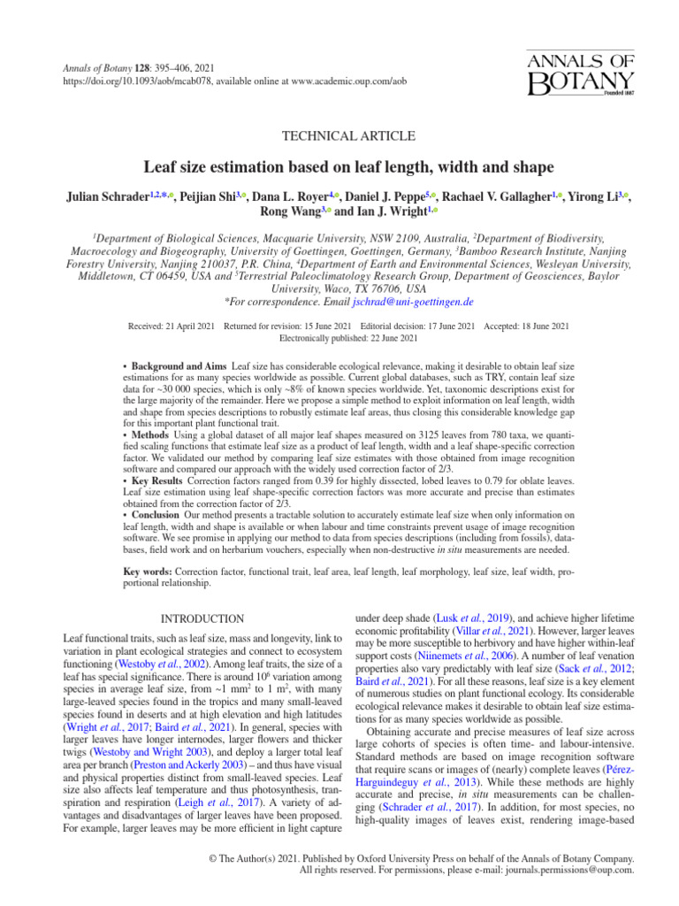 Marginal Incision in Leaf Size Estimation | PDF | Leaf | Fern