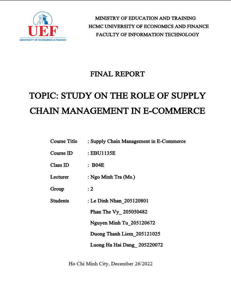 Role of Supply Chain in E-Commerce | PDF | Supply Chain Management ...