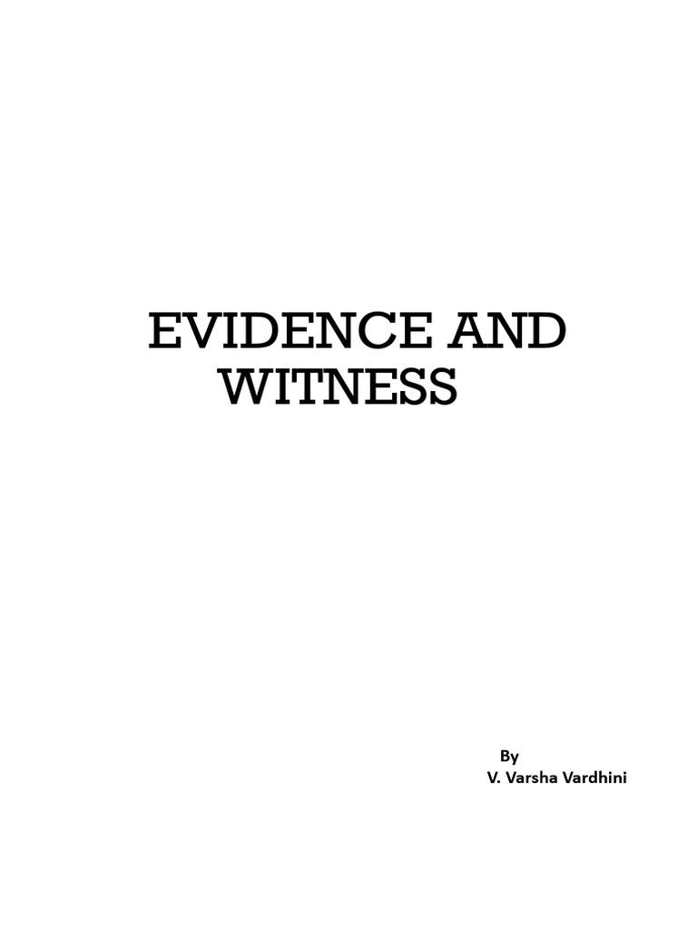 Evidence And Witness Pdf Witness Prosecutor