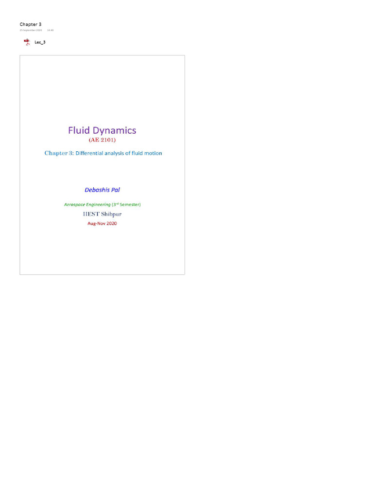 Fluid Dynamics Lecture Notes | PDF