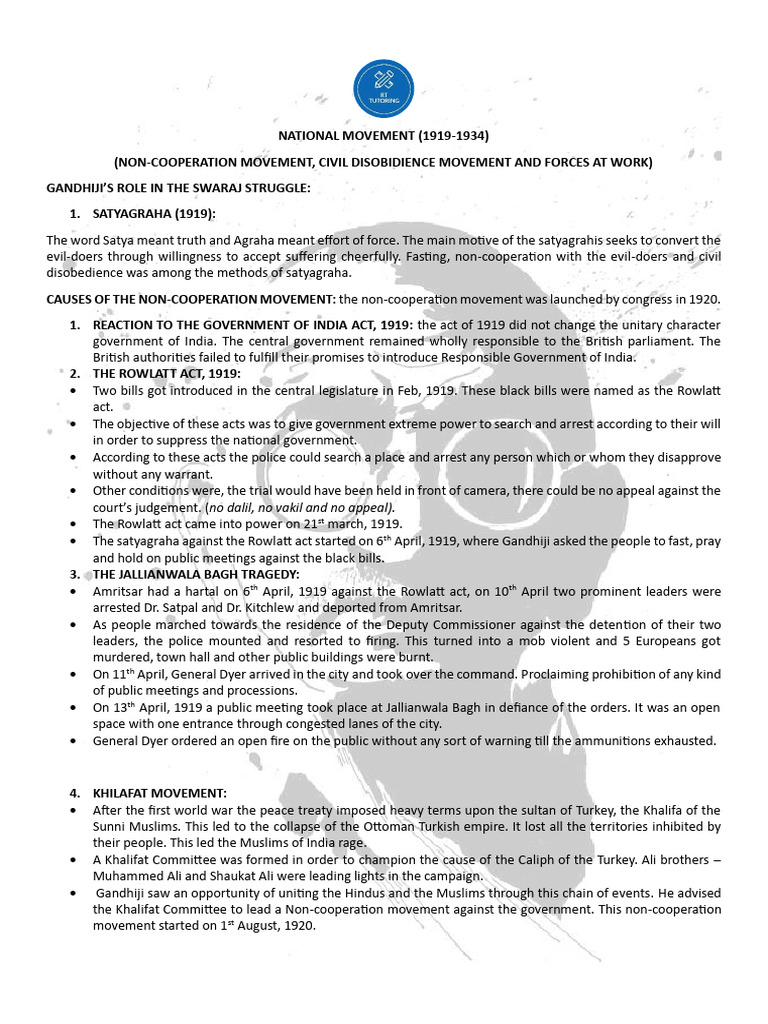 Gandhi's Satyagraha Against Rowlatt Act | PDF | Mahatma Gandhi ...