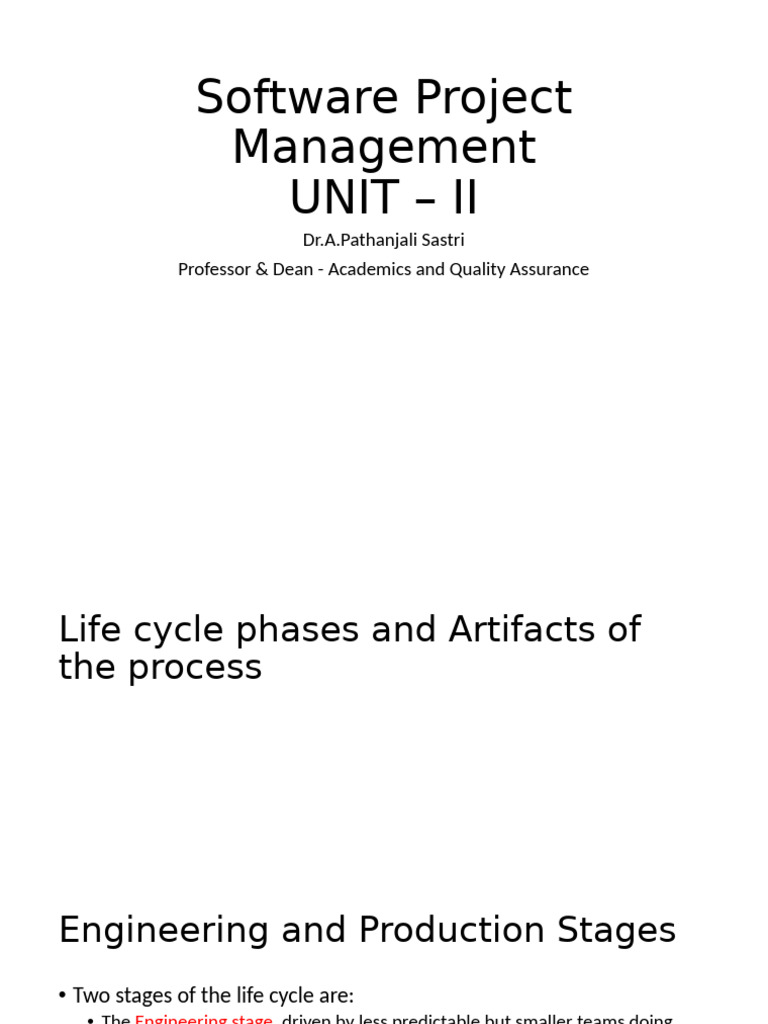 UNIT II Life Cycle Phases and Artifacts of The Process | PDF | Software ...