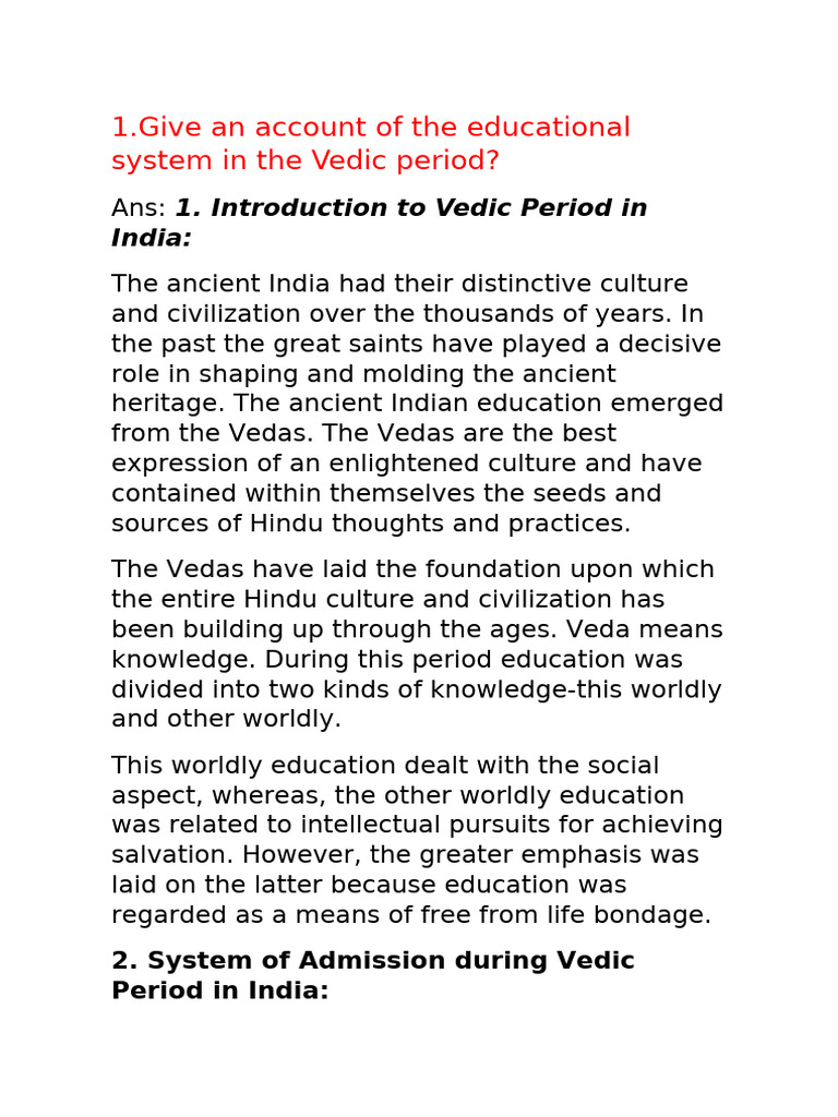 Vedic Education and Literature Overview | PDF | Vedas | Upanishads