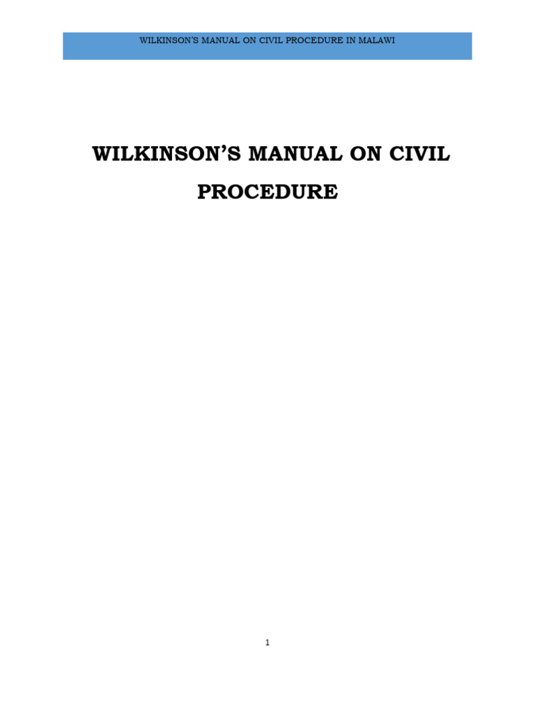 Wilkinson's Civil Procedure Manual Malawi | PDF | Lawsuit | Summons
