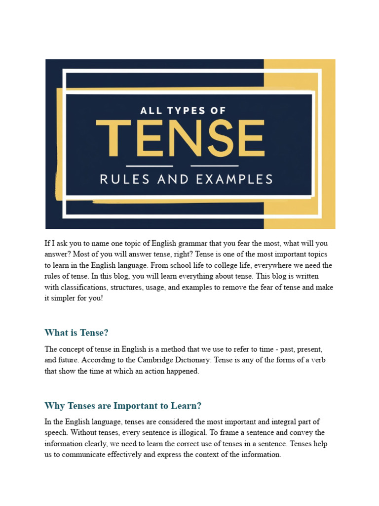 Mastering English Tenses Explained | PDF | Grammatical Tense | Verb