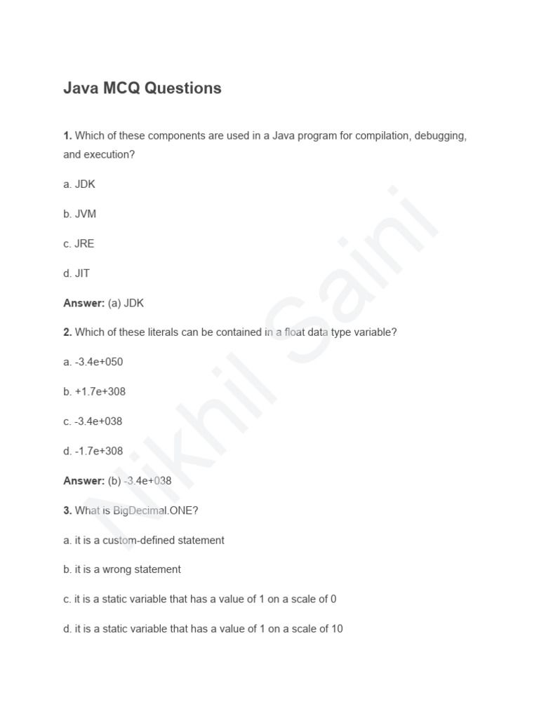 MCQ s Based On Java PDF Java Programming Language Java Mcq s based on java pdf java programming language java