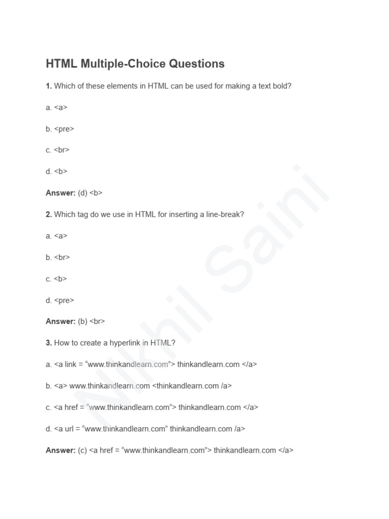 Mcq s based on html pdf written communication hypertext