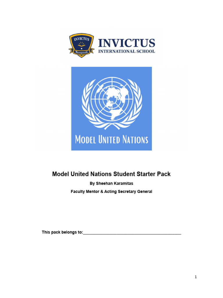 MUN Student Starter Pack Guide | PDF | Committee | United Nations