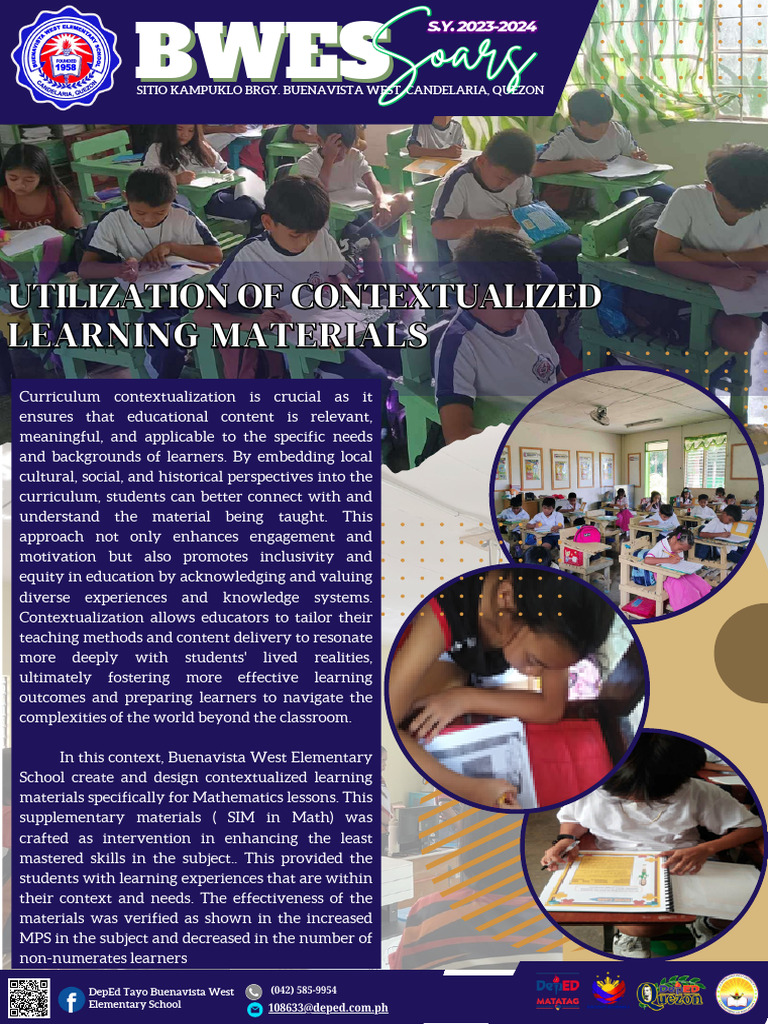 Narrative report in utilization of contextualized learning materials