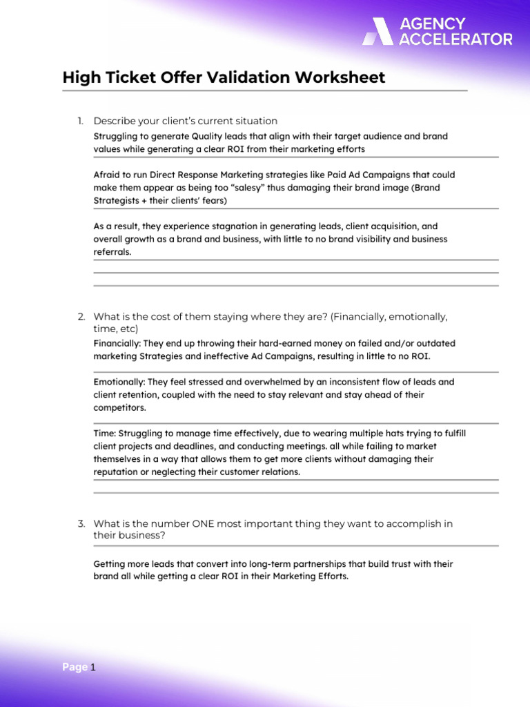 High Ticket Lead Generation Worksheet | PDF | Brand | Marketing