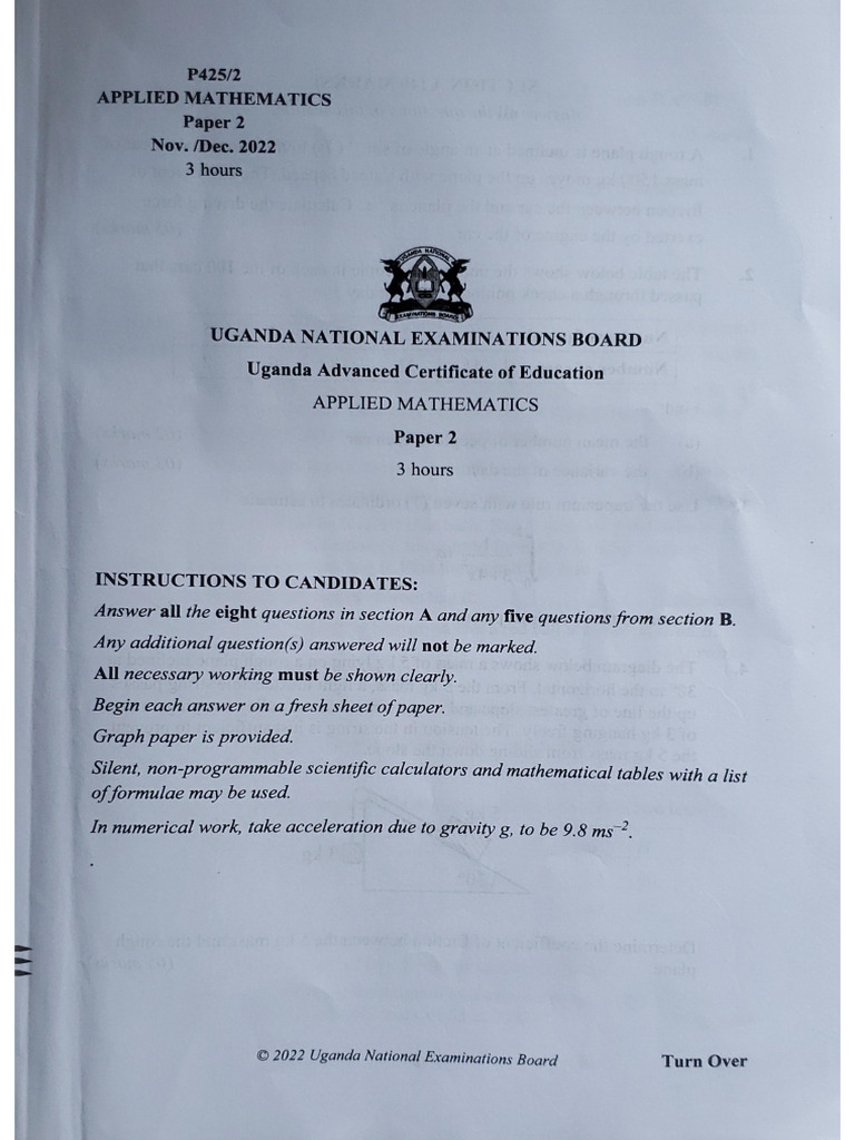 Uneb 2022 Applied Maths - 221122 - 173517 | PDF