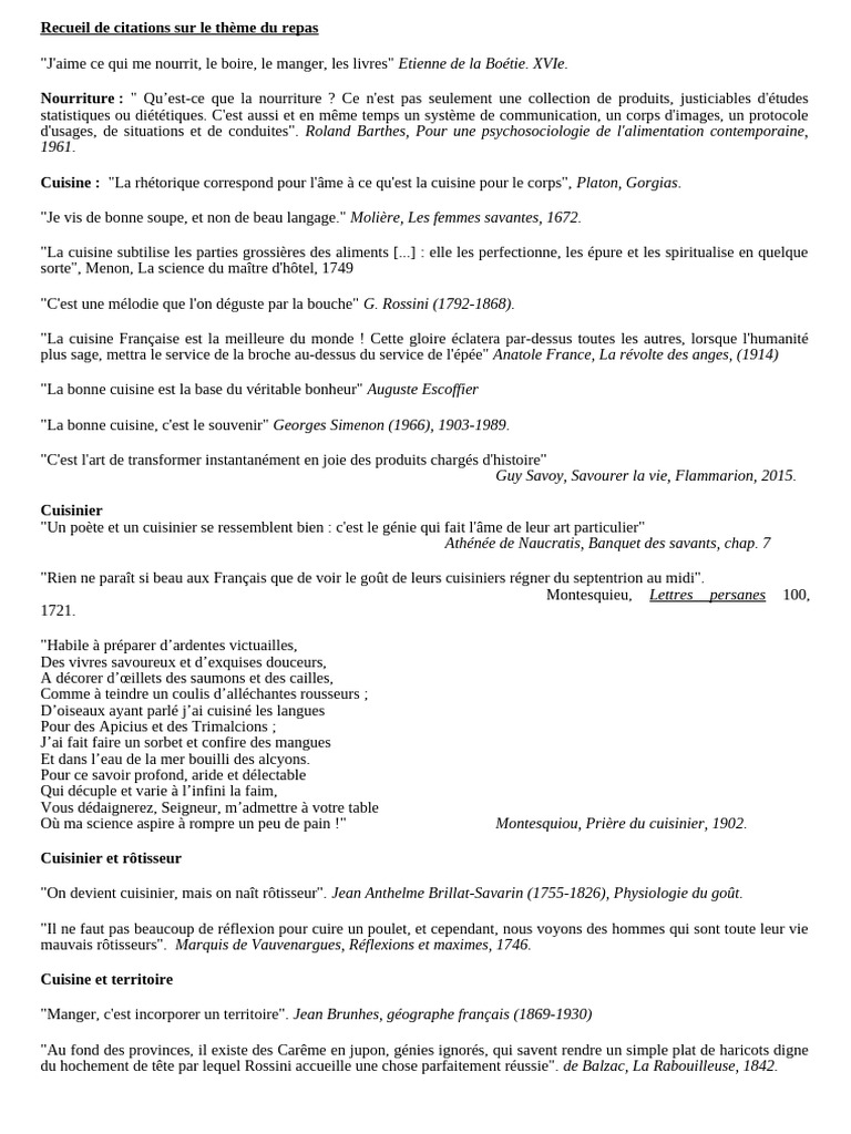 Citations sur le plaisir de manger PDF Cuisine — free download