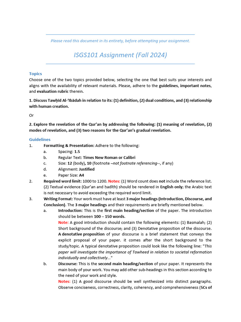 ISGS101 Fall 2024 Assignment Guidelines | PDF | Plagiarism | Citation